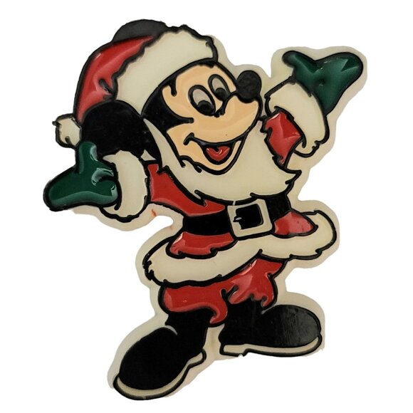 Walt Disney Jewelry - Walt Disney Made By Monogram Products Inc Vintage Plastic Santa Mickey Mouse Pin